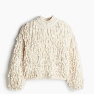 H&M knit loop yarn cream sweater